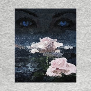 Blue Eyes and White Roses in the Dark T-Shirt